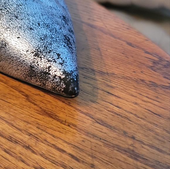 Aldo Black Cracked Genuine Leather Pointed Toe Blue Heels Shoes Stilletos - Picture 3 of 16